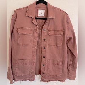 SOLD Dusky pink distressed jean jacket